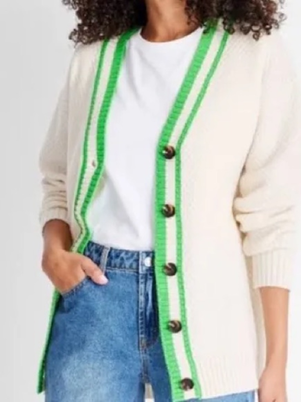 Varsity Cardigan wool blend  - Future Collective  Kahlana Barfield Brown 2X - Picture 10 of 10
